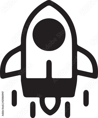 An illustration of a silhouette icon of a spacecraft rocket launching