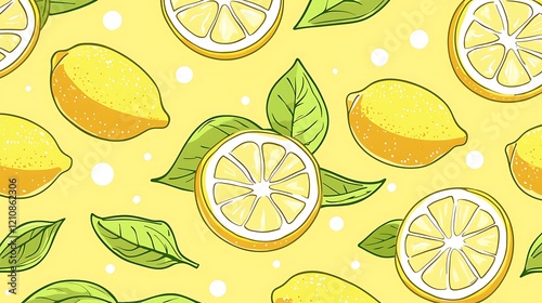 A Vibrant Pattern of Lemons and Leaves