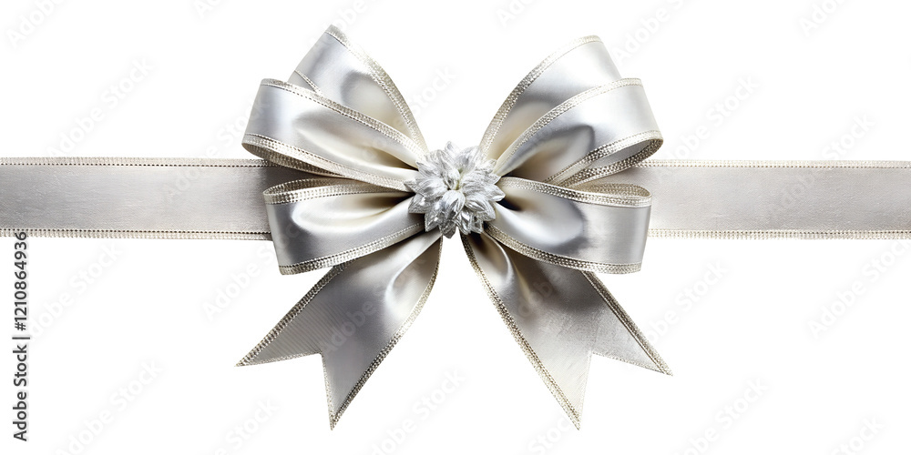 white silver ribbon with bow, soft focus isolated on the transparent background white silver ribbon with bow, soft focus isolated on the transparent background