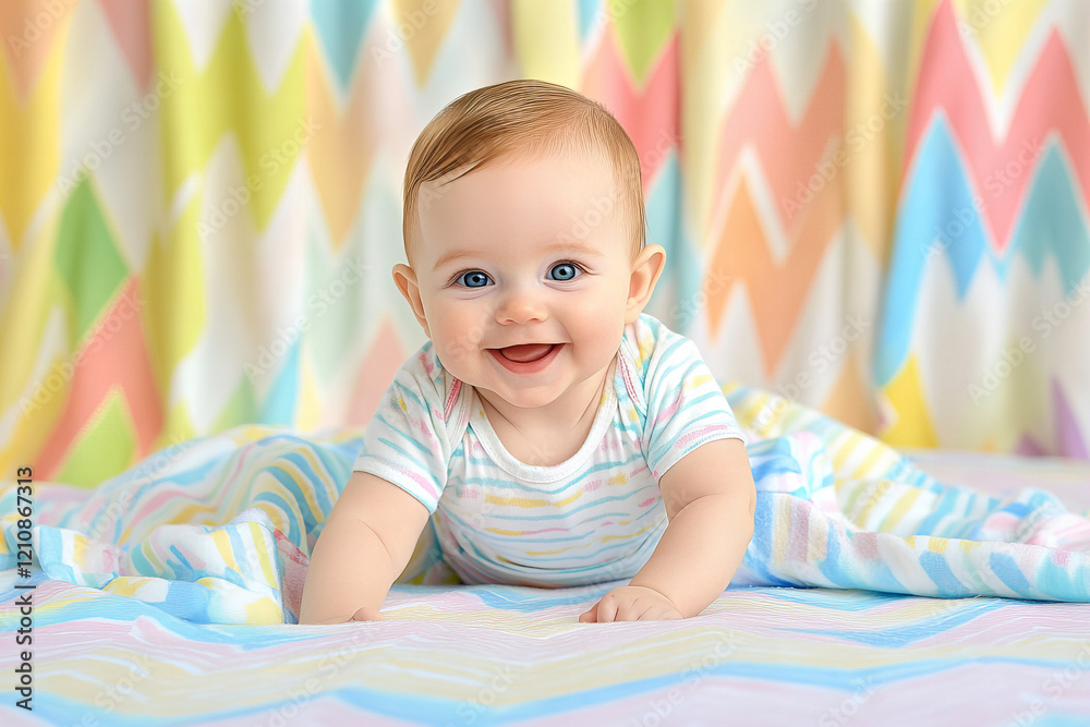 Adorable Baby Girl with Bright Blue Eyes and Golden Hair Peeking from a Cozy Blanket in a Vibrant Colorful Setting, Perfect for Parenting, Baby Products, and Childhood Themes Adorable Baby Girl with Bright Blue Eyes and Golden Hair Peeking from a Cozy Blanket in a Vibrant Colorful Setting, Perfect for Parenting, Baby Products, and Childhood Themes