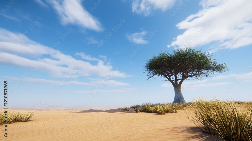 Solitary Desert Tree under a Blue Sky Solitary Desert Tree under a Blue Sky