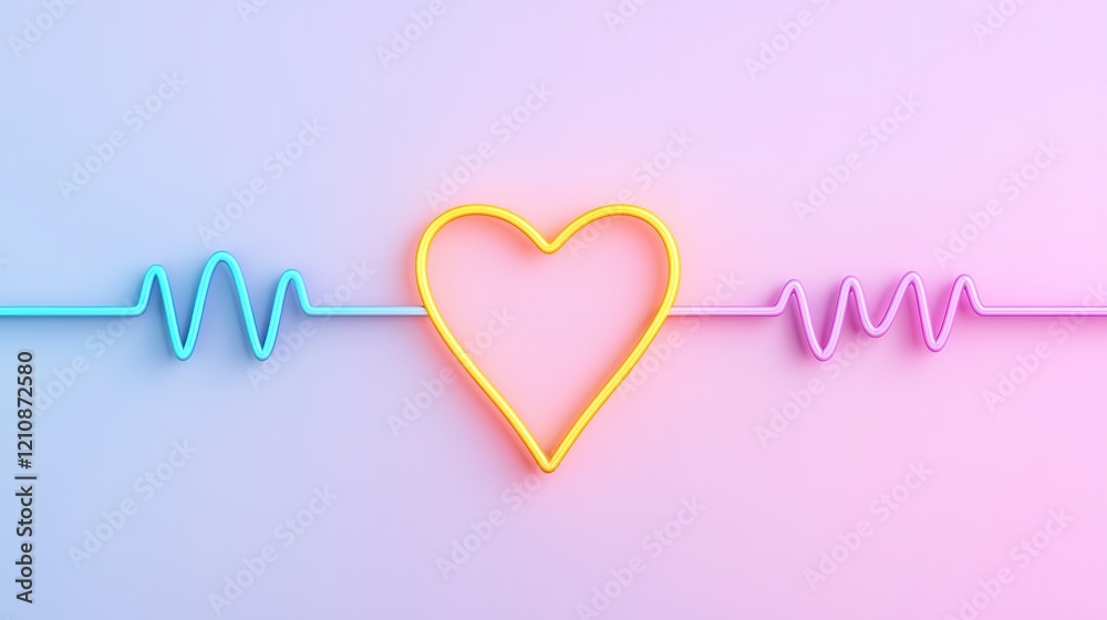 A colorful heart surrounded by vibrant heartbeat lines, representing love and life in a modern, artistic style. A colorful heart surrounded by vibrant heartbeat lines, representing love and life in a modern, artistic style.