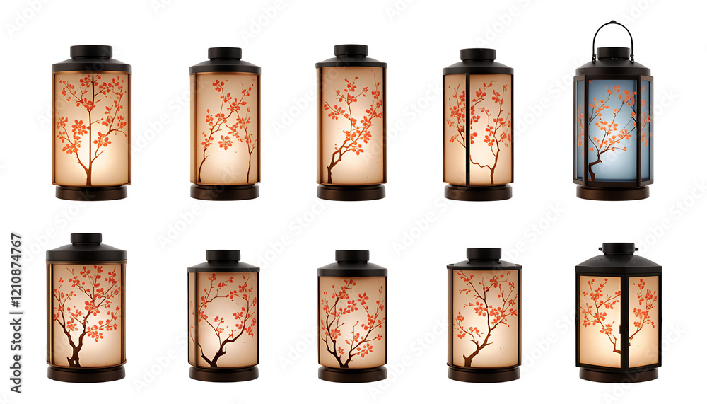 Elegant Cherry Blossom Lanterns in Various Styles Elegant Cherry Blossom Lanterns in Various Styles