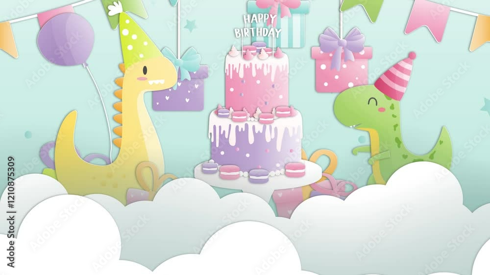 Happy Birthday Dinos, Motion Grafic Giftcard