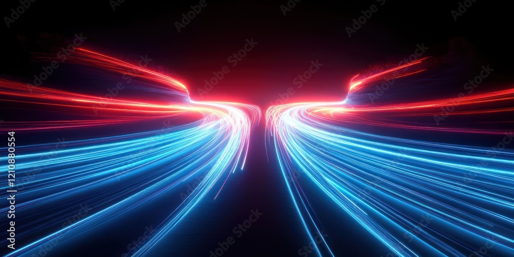 Futuristic Neon Light Trails in Motion Blur with Colorful Gradient Background and 360-Degree View Futuristic Neon Light Trails in Motion Blur with Colorful Gradient Background and 360-Degree View