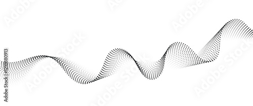 Flowing Dot Wave halftone gradient pattern on transparent background