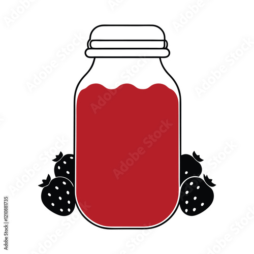  a mason jar filled with mixed berry juice.