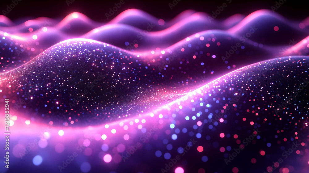 Abstract Glittering Wave Background with Pink and Purple Sparkles Abstract Glittering Wave Background with Pink and Purple Sparkles