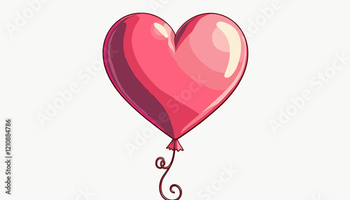 Heart-shaped balloon on light background