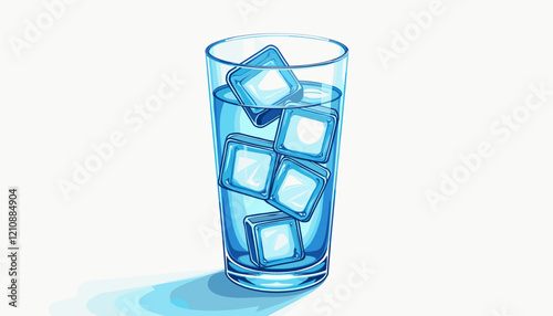 Glass of water with ice cubes