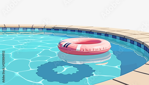 Pink pool float in turquoise water