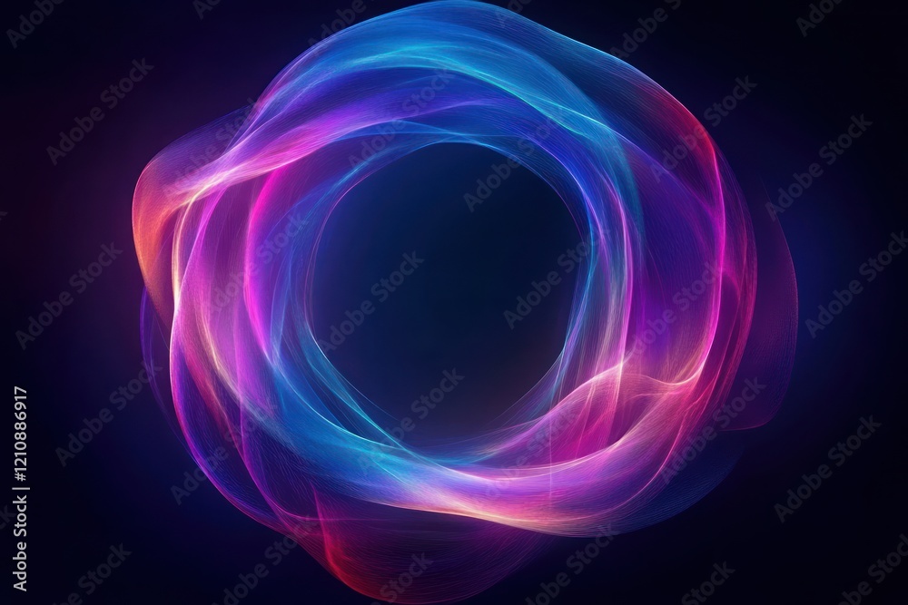 Abstract Circular Illustration of Flowing Lines in Vibrant Blue and Pink on Dark Background for Technology and Big Data Concept Abstract Circular Illustration of Flowing Lines in Vibrant Blue and Pink on Dark Background for Technology and Big Data Concept