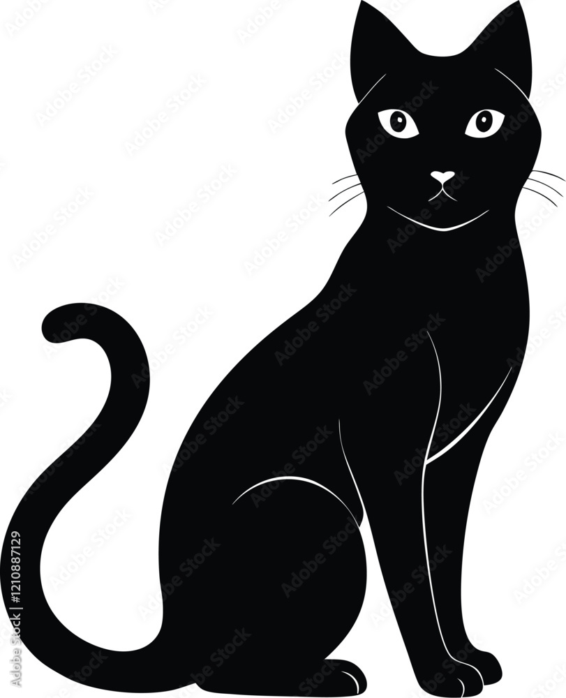Fototapeta premium Cat silhouette , black silhouette cat full body, cat silhouette icon bundle illustration 