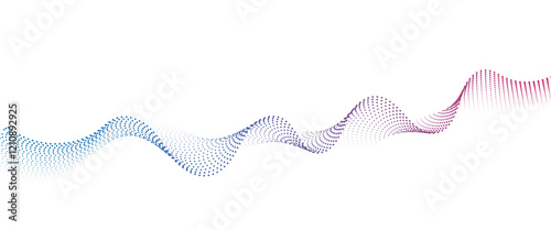 Flowing Dot Wave halftone gradient pattern on transparent background	
