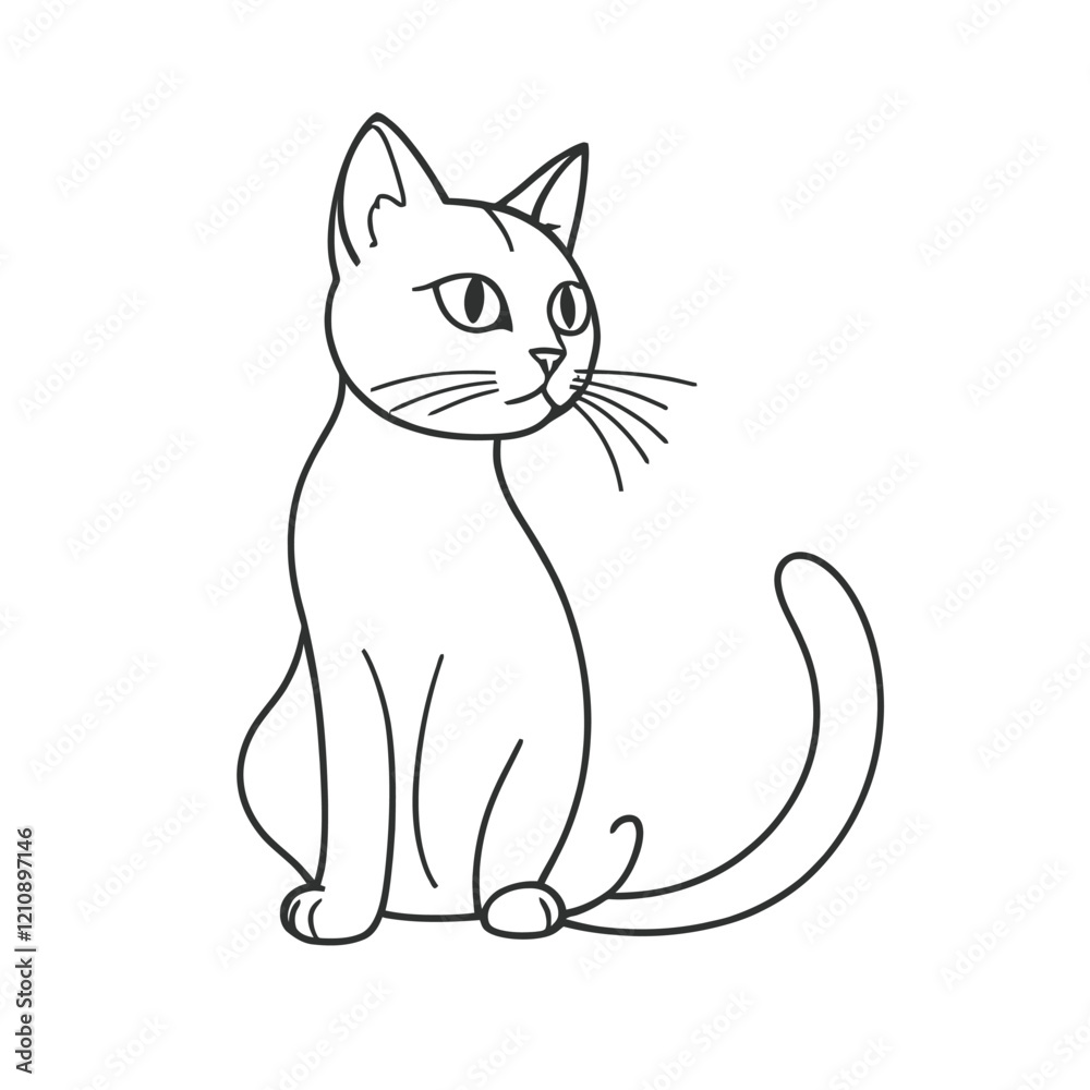 Hand drawn cat outline illustration Hand drawn cat outline illustration
