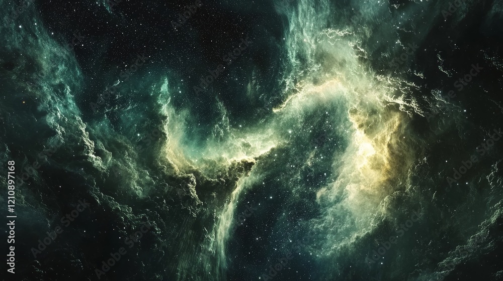 Obraz premium A storm of binary numbers cascading across a starry cosmic backdrop, blending the themes of digital technology and the vastness of space