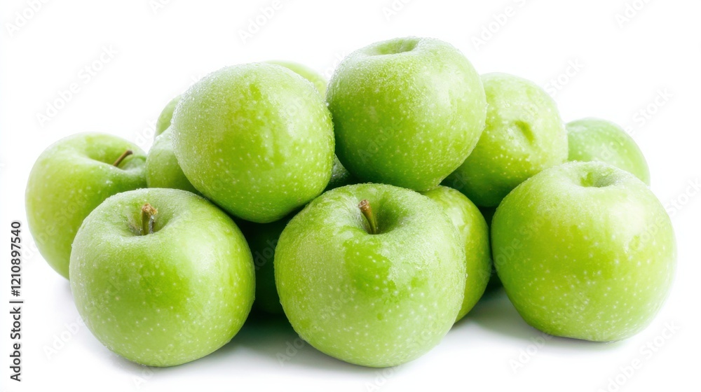 A mound of crisp, green Granny Smith apples ready for picking, Their tart aroma filling the air with freshness A mound of crisp, green Granny Smith apples ready for picking, Their tart aroma filling the air with freshness