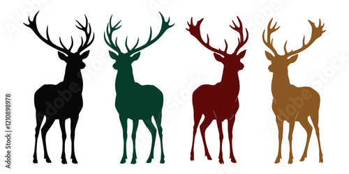 Beautiful Deer  collection  silhouettes with white background