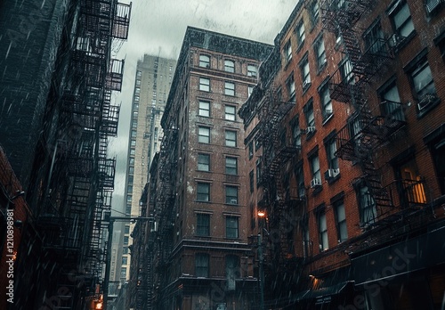 Wallpaper Mural Rainy Atmosphere Amidst a Vibrant Urban Setting Torontodigital.ca