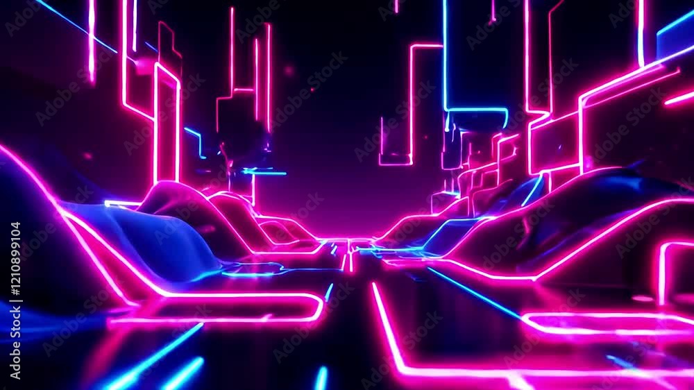 Neon Cityscape 80s Retro Synthwave Background Loop