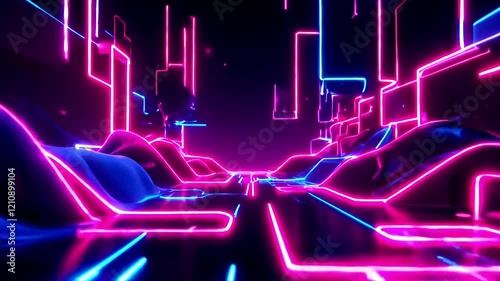 Neon Cityscape 80s Retro Synthwave Background Loop