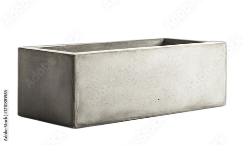 Sleek Minimalistic Concrete Rectangular Planter - Smooth Gray Texture, Professional Studio Lighting, Isolated on White Background with Sharp Edges