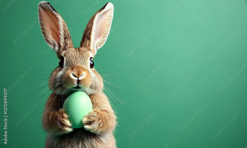 funny bunny against a green background with one easteregg