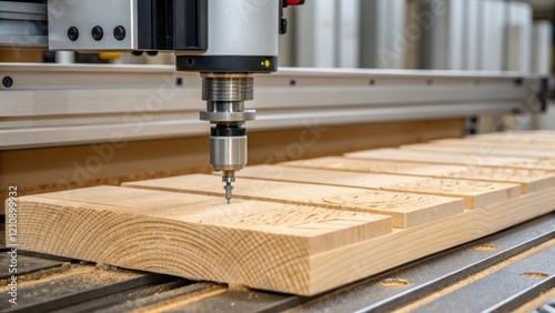 A closeup shot of the milling process of CLT featuring precision machinery shaping the timber panels highlighting the technological advancements that facilitate faster construction photo