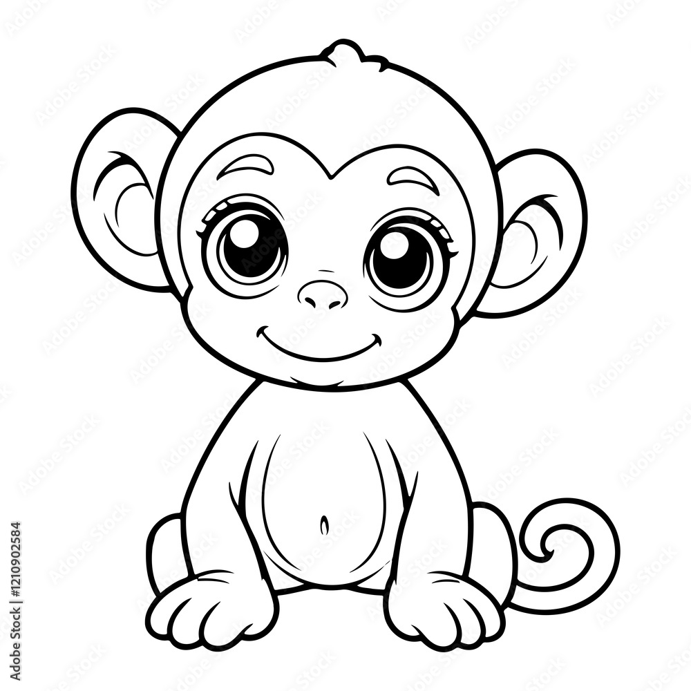 Obraz premium Adorable coloring page featuring cute animals. Perfect for kids' activity books, educational materials, and creative projects