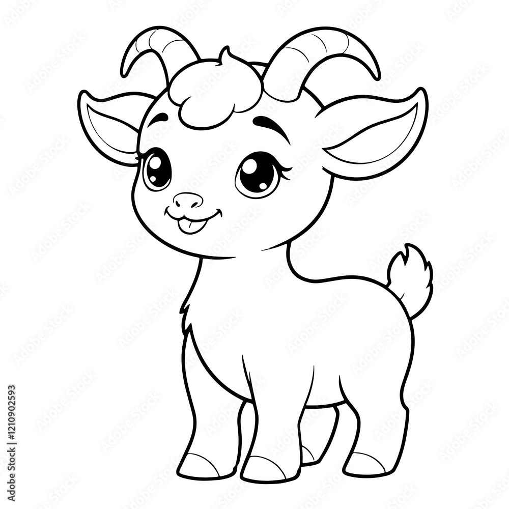 Fototapeta premium Adorable coloring page featuring cute animals. Perfect for kids' activity books, educational materials, and creative projects