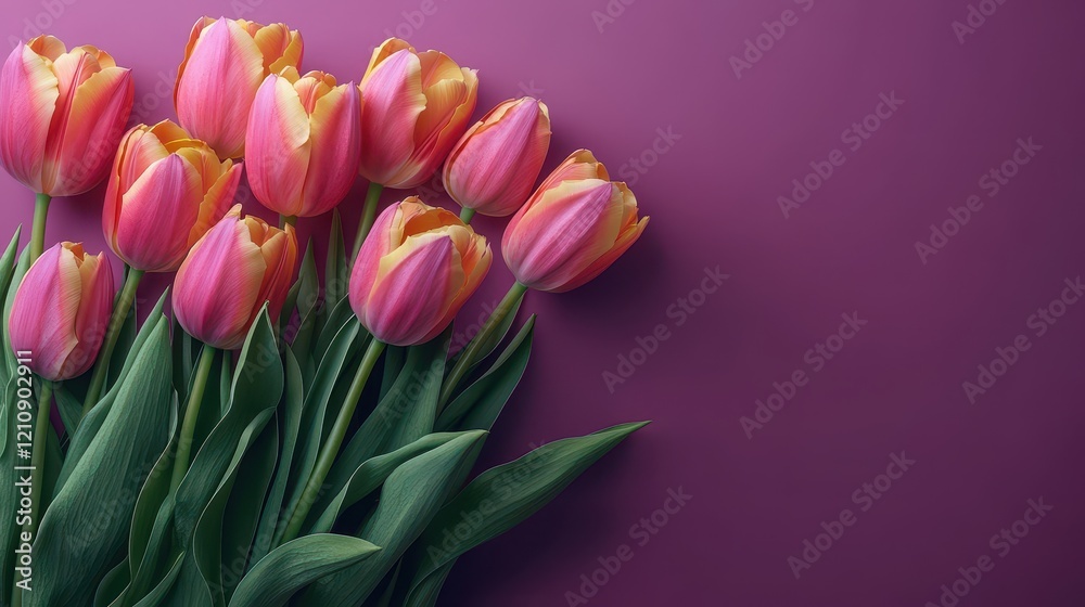 Naklejka premium Easter spring flowers on purple background for holiday design and decoration