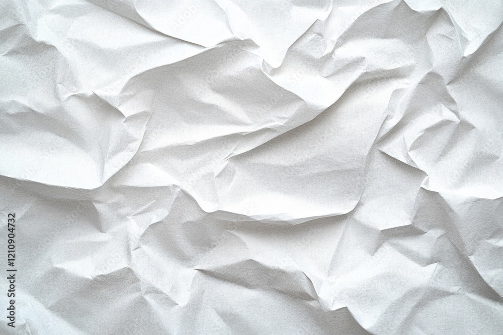 Crumpled White Paper Texture Background with Intricate Creases and Shadows Crumpled White Paper Texture Background with Intricate Creases and Shadows