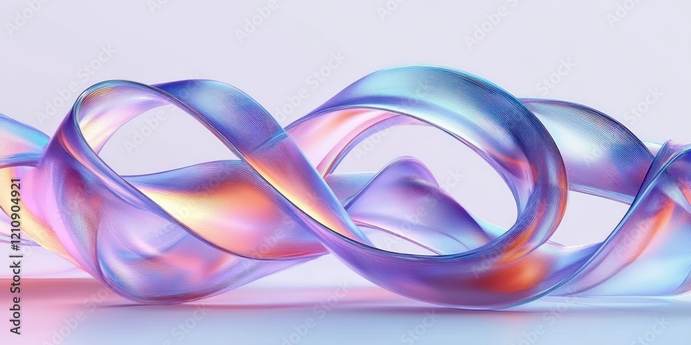 Futuristic Abstract Composition with Shiny Ribbons and Soft Pastel Gradient Futuristic Abstract Composition with Shiny Ribbons and Soft Pastel Gradient