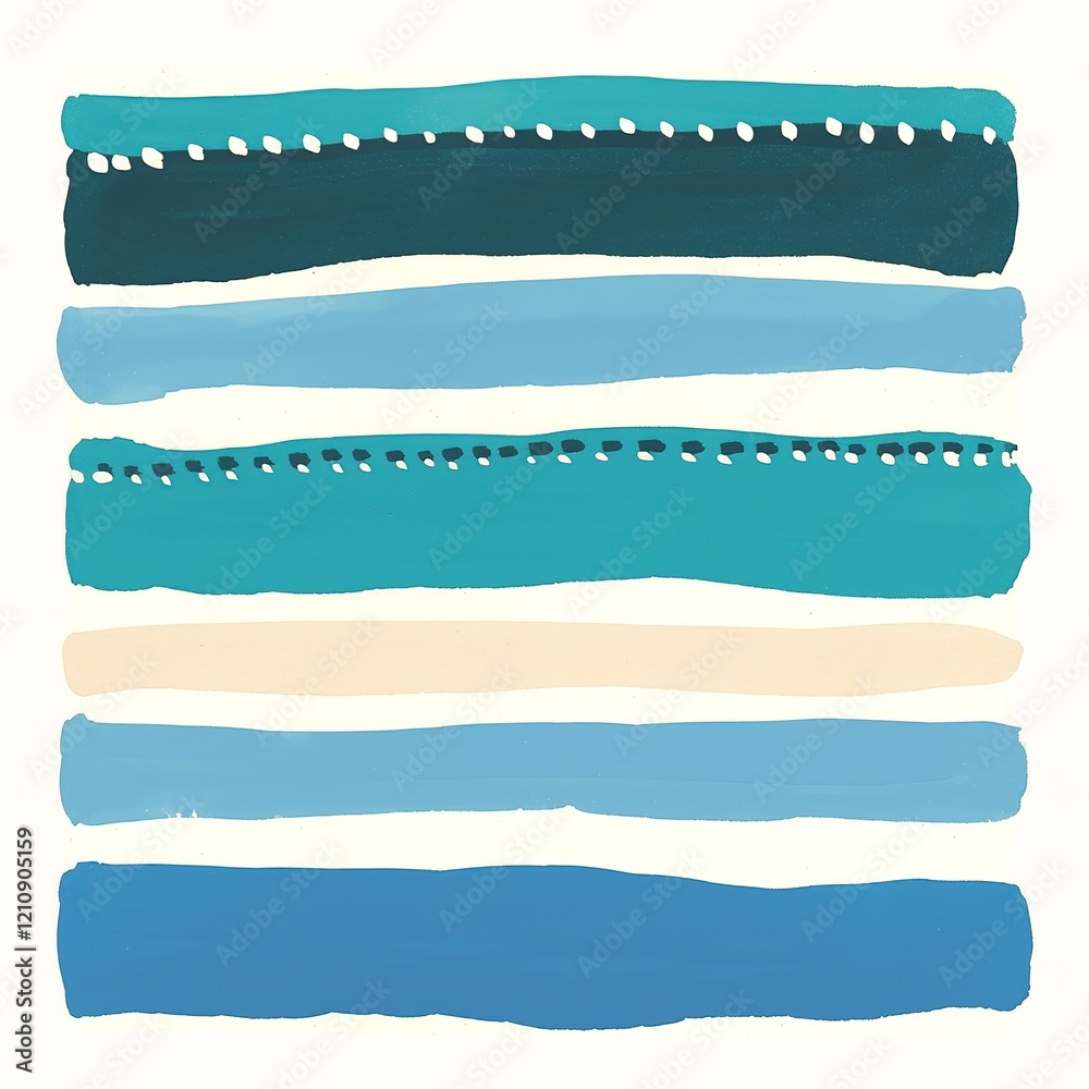 Obraz premium Abstract art featuring horizontal stripes in varying shades of blue and teal, showcasing a minimalist and soothing design.