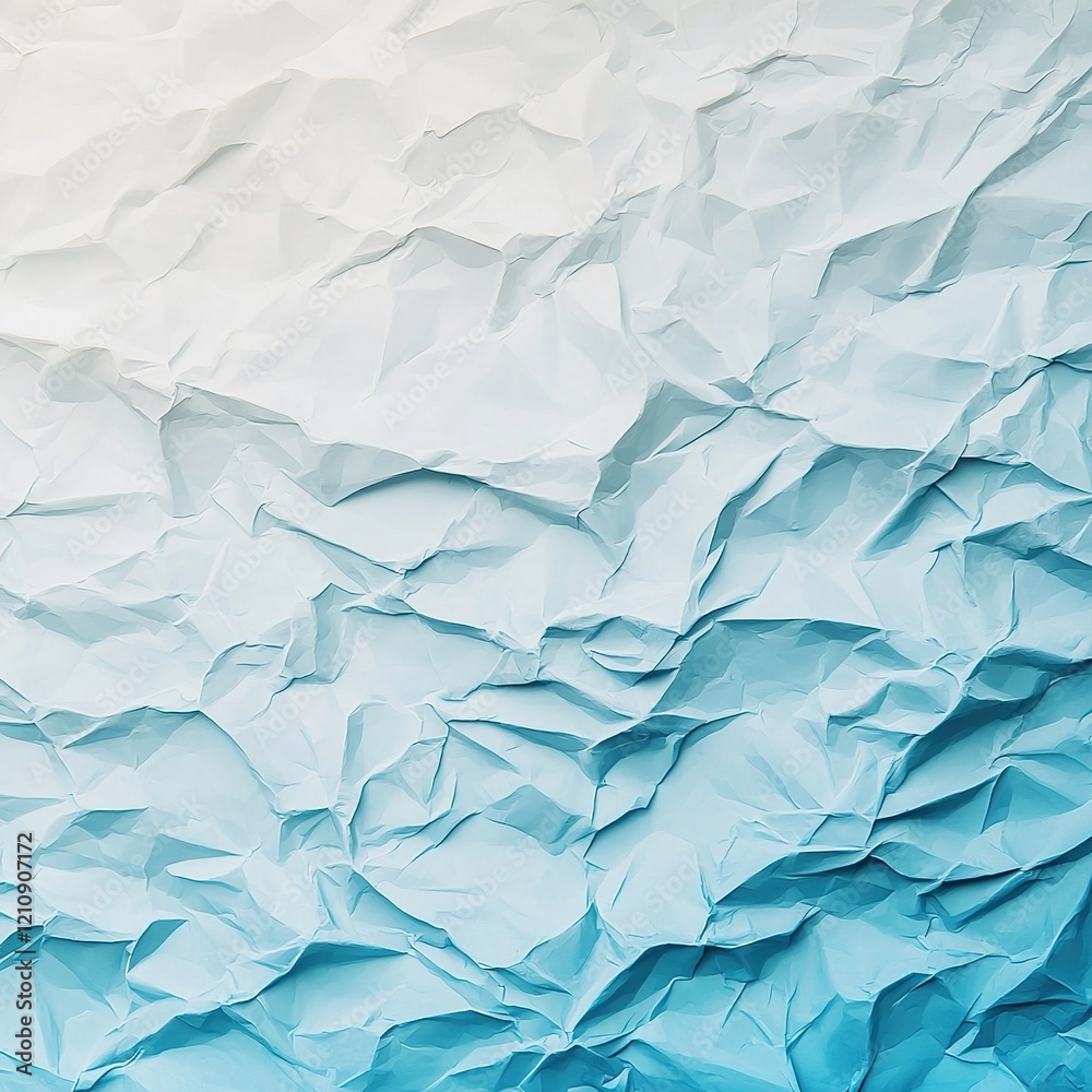 Fototapeta premium A textured background of crumpled paper in soft blue tones, creating an abstract, artistic effect.