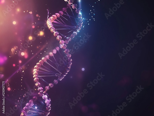 Abstract Science atoms and molecules. View of Human Genome Structure on Dark Background