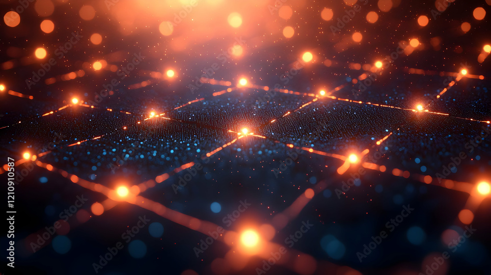 Obraz premium Abstract Glowing Network Grid: Digital Connection and Innovation