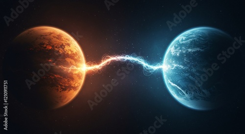 A celestial bridge made of glowing stardust connecting two floating worlds
