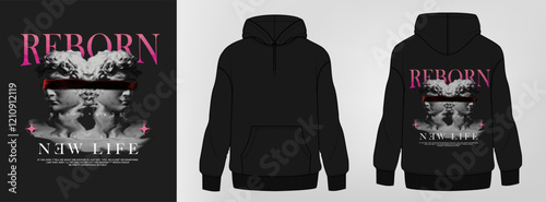 Men's hoddie mockup with print