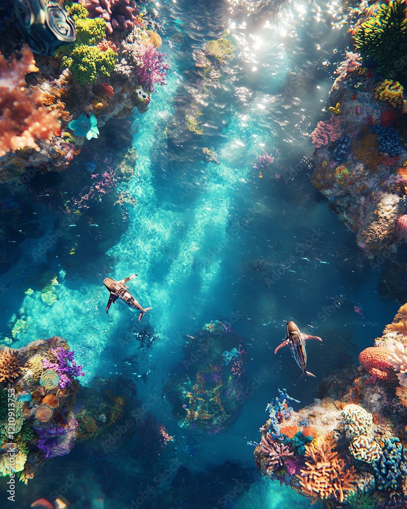 Fototapeta premium Birds-eye view of a vibrant underwater world