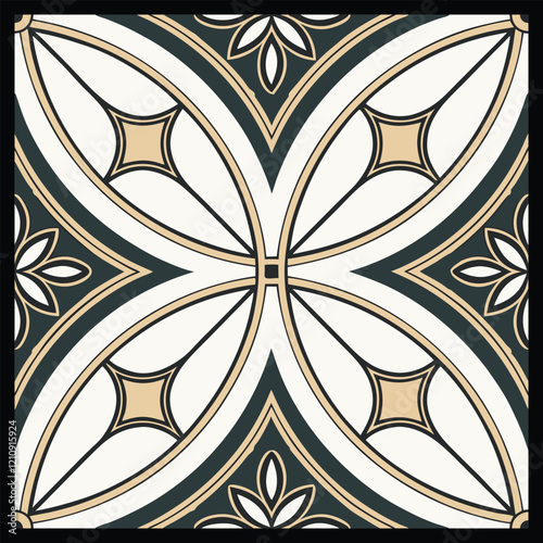 Seamless pattern. Modern stylish texture. Regularly repeating geometrical rhombuses. Vector element of graphic design. Seamless pattern in gold color on black background. Vector illustration.