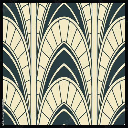 Seamless pattern. Modern stylish texture. Regularly repeating geometrical rhombuses. Vector element of graphic design. Seamless pattern in gold color on black background. Vector illustration.