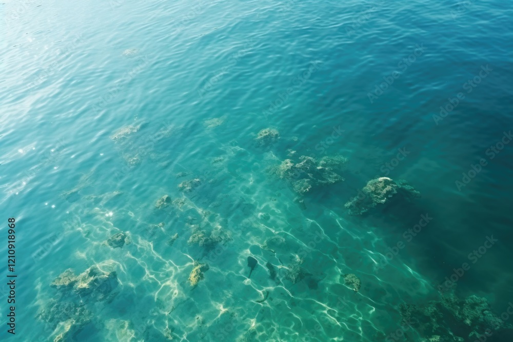 Fototapeta premium Aerial top view of clam ocean water