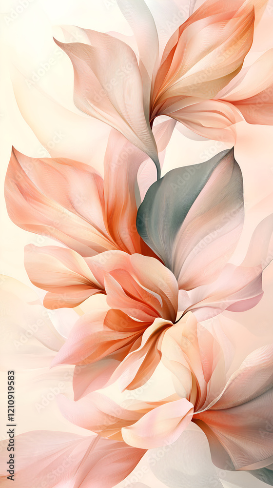 Fototapeta premium Abstract romantic movement with soft gradients and flowing organic shapes