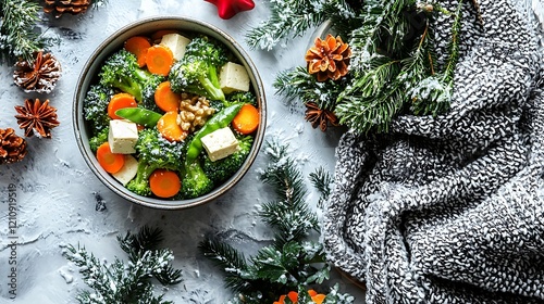 Delicious Vegan Christmas Tofu Bowl with Roasted Vegetables photo