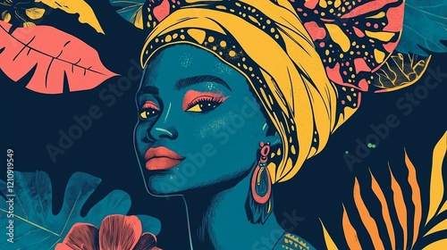 Proud african woman red yellow and blue