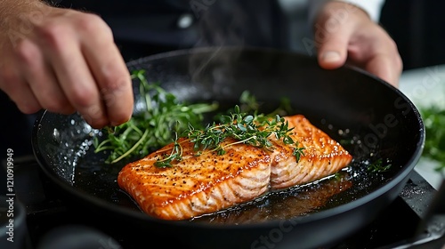 Pan Seared Salmon Recipe with Thyme Delicious and Easy photo