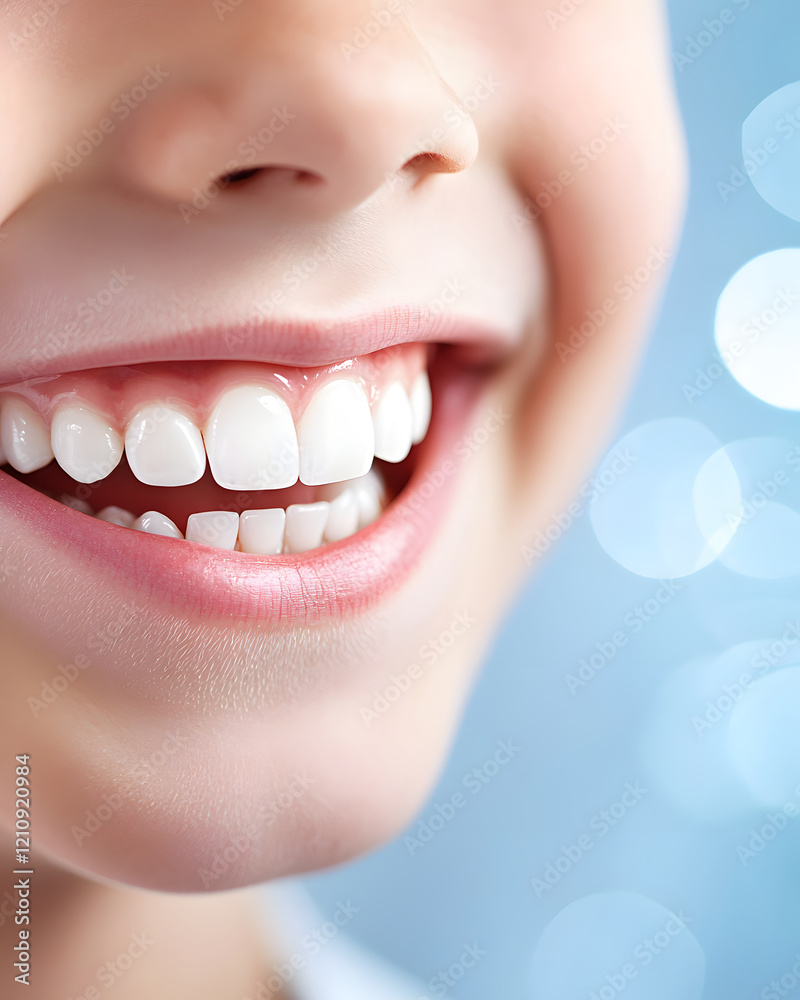 Obraz premium Close-up of a Smiling Mouth with White Teeth