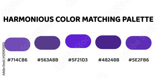 Harmonious color palette with five colors. This palette creates a cohesive and dynamic look, for designs that require a sense of energy. Lavender, Amethyst, Electric Purple, Violet, Amethyst. 62.