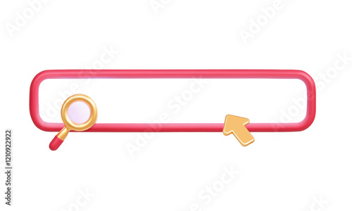 3d internet browser search bar with mouse cursor. Vector illustration